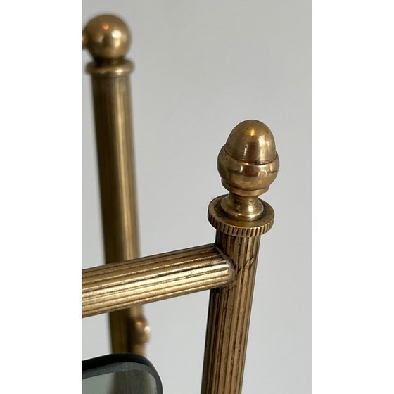Image 1 of Porte-revues vintage en laiton et verre bleuté par Maison Jansen, 1940