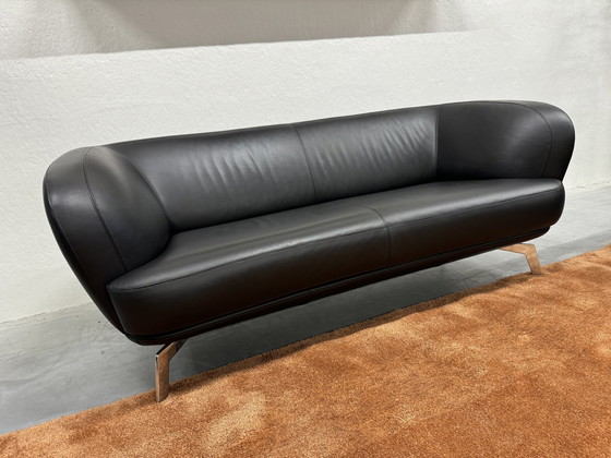 Image 1 of 2 Leolux Flint Sofa 2.5 Seater Black Senso Leather Sofa Set