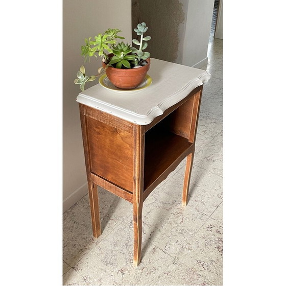 Image 1 of Table de chevet vintage en bois blanc
