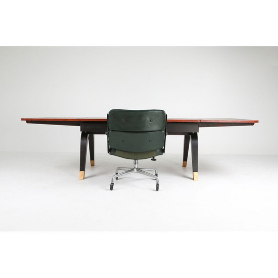 Image 1 of Table de salle à manger extensible vintage en acajou et laiton, 1970