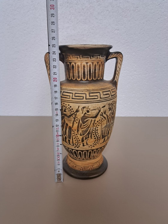 Image 1 of Vintage Bay Keramik West German Greek Theme Textured Studio Pottery Vase