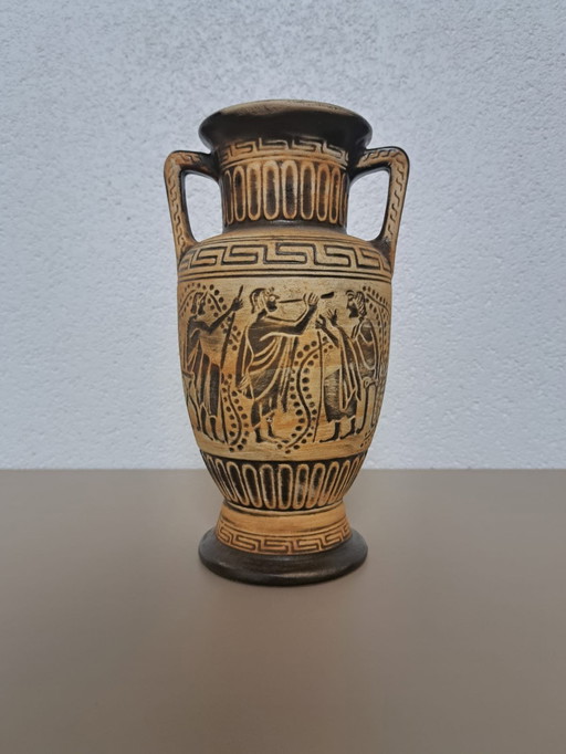 Vintage Bay Keramik West German Greek Theme Textured Studio Pottery Vase