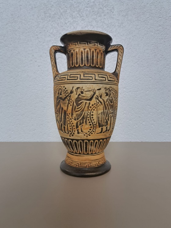 Image 1 of Vintage Bay Keramik West German Greek Theme Textured Studio Pottery Vase