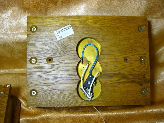 Image 1 of Appliques Fischer, Mid Century Modern, Art Deco, Laiton, Bois, Verre, Hyper Vintage, Très rare