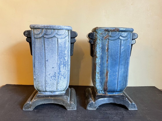 Image 1 of 2 X Vases de Jardin Art Déco Fonte Française