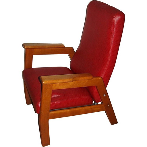 Fauteuil vintage en bois et plastique, 1970