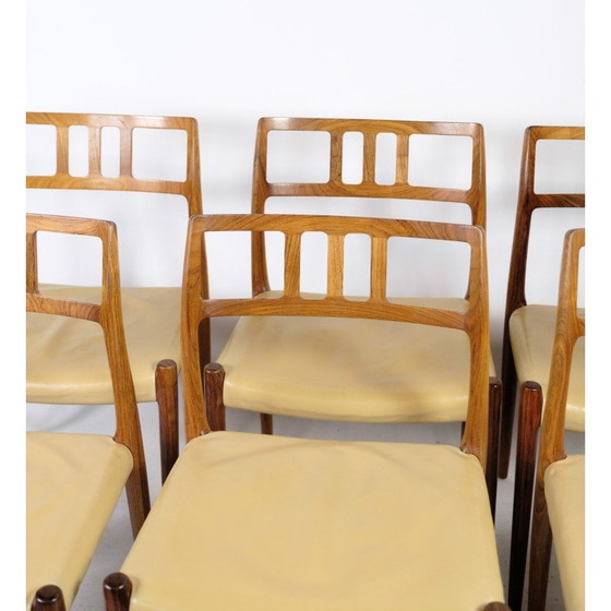 Image 1 of Ensemble de 6 chaises de salle à manger vintage en bois de rose modèle 79 par Niels O. Møller, 1960