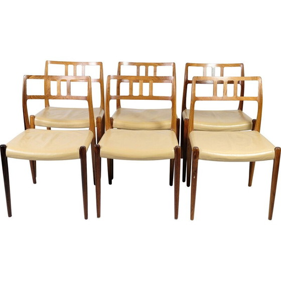 Image 1 of Ensemble de 6 chaises de salle à manger vintage en bois de rose modèle 79 par Niels O. Møller, 1960