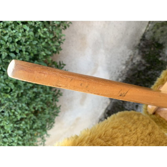 Image 1 of Paire de chaises vintage en mousseline jaune et bois