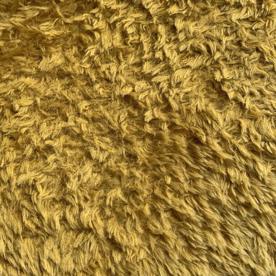 Image 1 of Paire de chaises vintage en mousseline jaune et bois