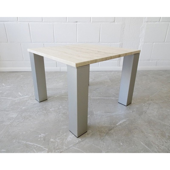 Image 1 of Table basse vintage en travertin et métal, Italie