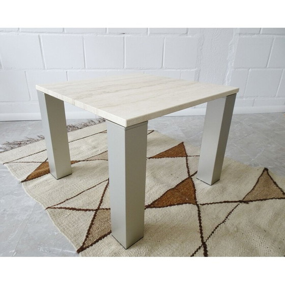 Image 1 of Table basse vintage en travertin et métal, Italie