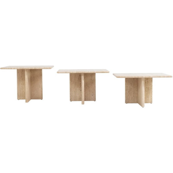 Image 1 of Tables gigognes italiennes vintage en travertin