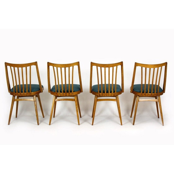 Image 1 of Ensemble de 4 chaises de salle à manger vintage en chêne pour Interier Praha, 1960