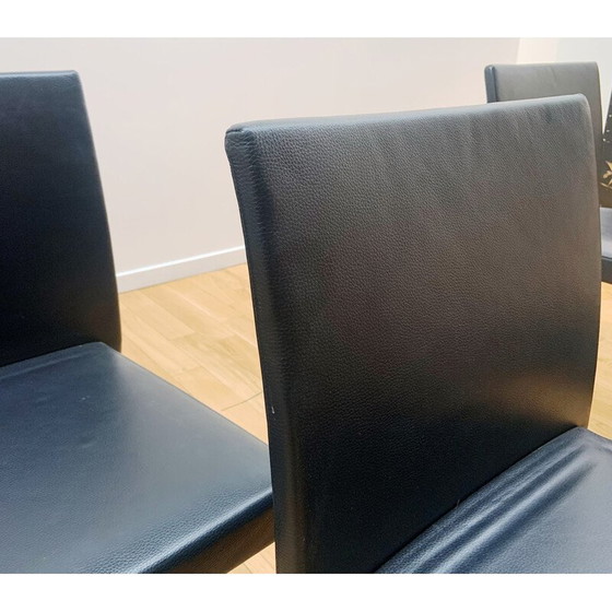 Image 1 of Chaise vintage Jason Litte 1700 en aluminium chromé et cuir noir pour Walter Knoll