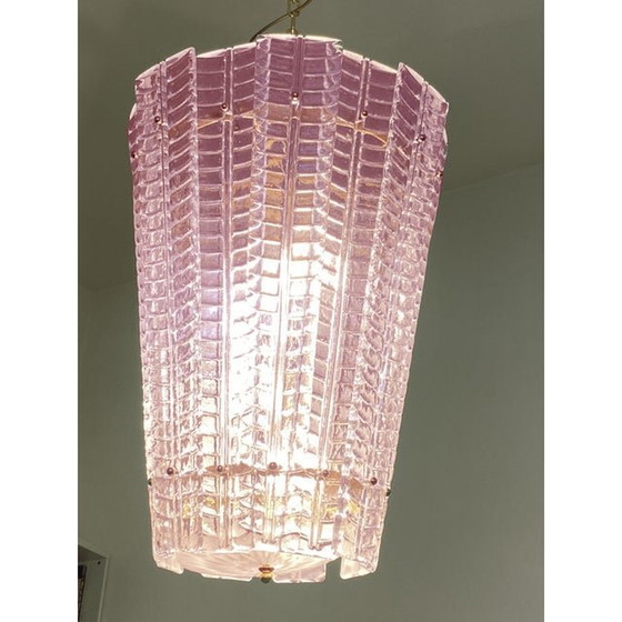 Image 1 of Lanterne contemporaine en verre de Murano rose