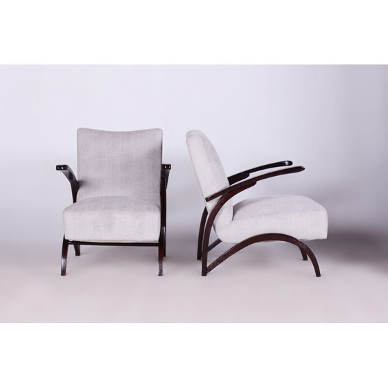 Image 1 of Paire de fauteuils Art déco en bois de hêtre gris par Jindrich Halabala pour Up Zavody, Tchécoslovaquie 1930