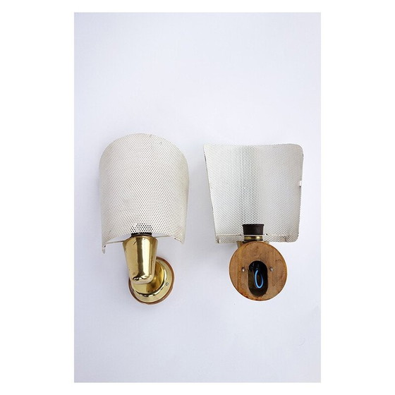 Image 1 of Paire d'appliques vintage en métal et laiton par Bag, Suisse 1950