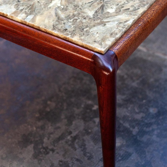 Image 1 of Table basse vintage en marbre et teck, Danemark 1960