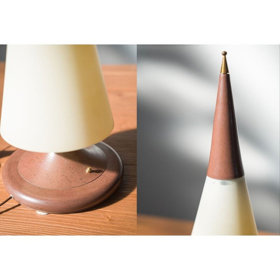 Image 1 of Lampe de table vintage en laiton et verre, 1970-1980