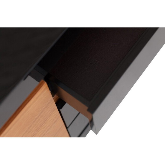 Image 1 of Meuble de rangement vintage en bois laqué noir et teck de Pierre Cardin, 1970