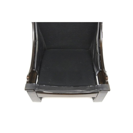 Image 1 of Fauteuil vintage en hêtre et cuir, Suède 1960