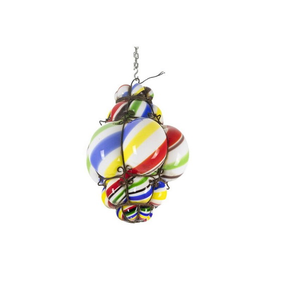 Image 1 of Lustre vintage "sucre d'orge" en verre polychrome, 1950