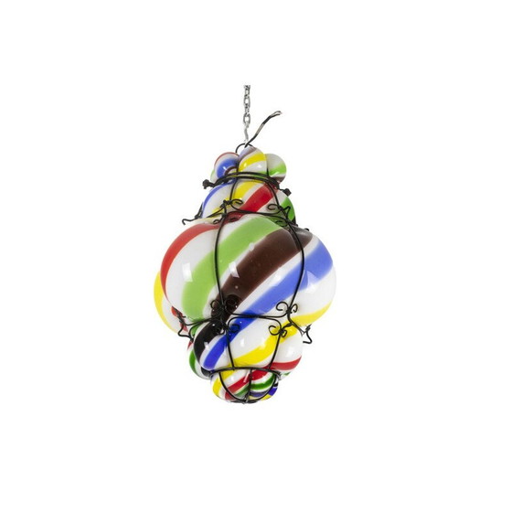 Image 1 of Lustre vintage "sucre d'orge" en verre polychrome, 1950
