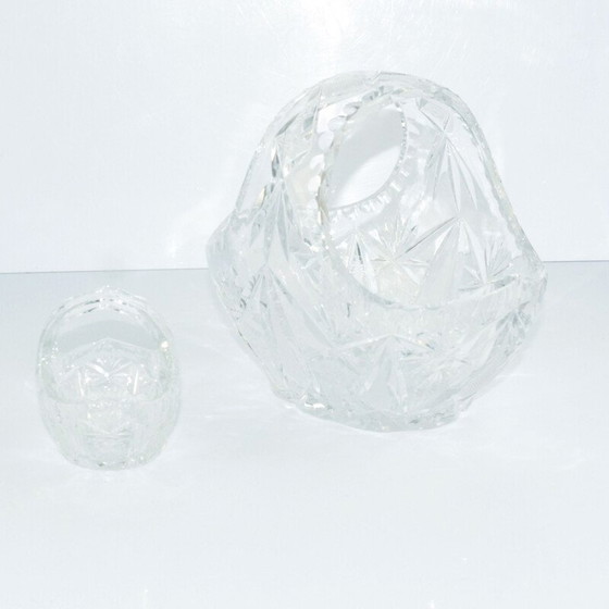 Image 1 of Paire de paniers en cristal Huta Szkła Julia, Pologne 1980