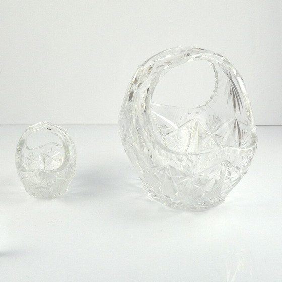 Image 1 of Paire de paniers en cristal Huta Szkła Julia, Pologne 1980
