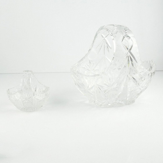 Image 1 of Paire de paniers en cristal Huta Szkła Julia, Pologne 1980