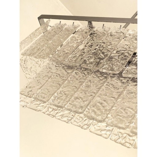 Lustre contemporain en verre de Murano martelé "Listelli" Sputnik rectangulaire