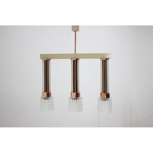 Lampe suspendue vintage à 3 lumières par Drukov, Tchécoslovaquie 1970