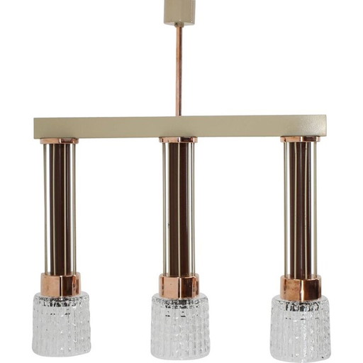 Lampe suspendue vintage à 3 lumières par Drukov, Tchécoslovaquie 1970