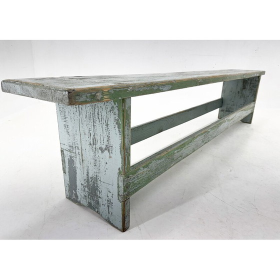 Image 1 of Banc industriel vintage en bois, Tchécoslovaquie 1950