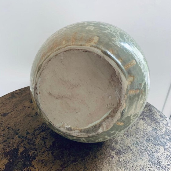 Image 1 of Vase boule émaillé et cristallisé vintage