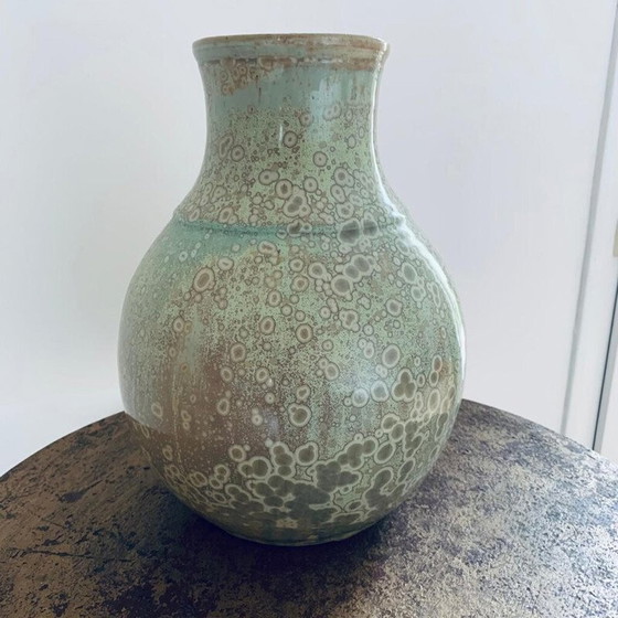 Image 1 of Vase boule émaillé et cristallisé vintage