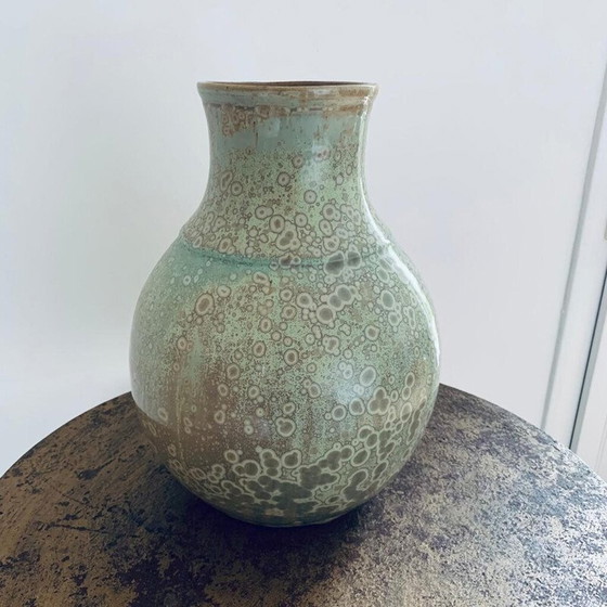 Image 1 of Vase boule émaillé et cristallisé vintage