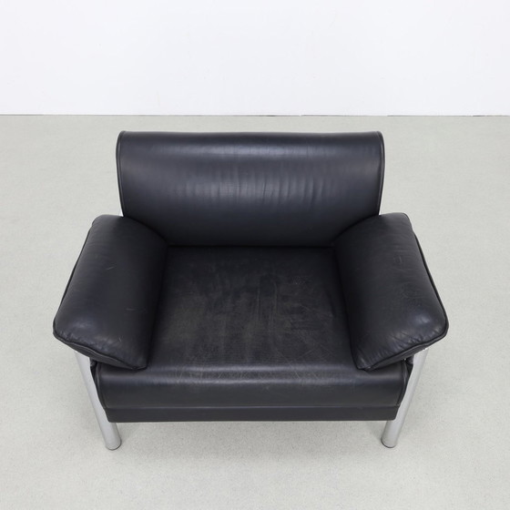 Image 1 of Fauteuil postmoderne en chrome et cuir, 1980S