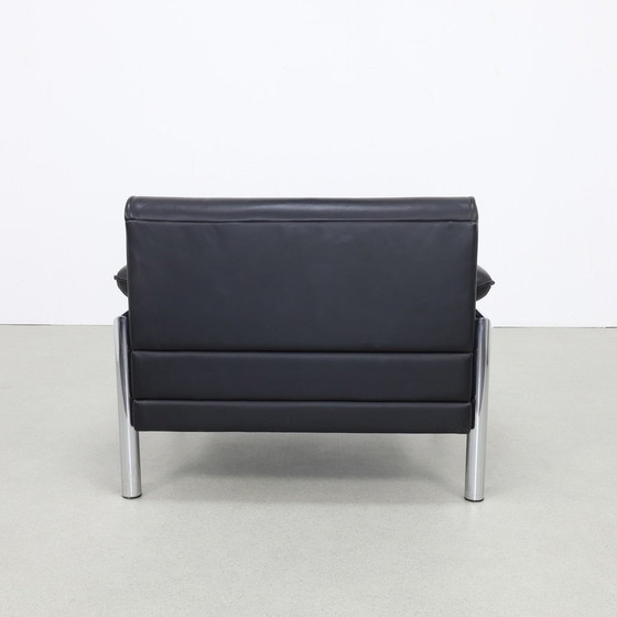 Image 1 of Fauteuil postmoderne en chrome et cuir, 1980S
