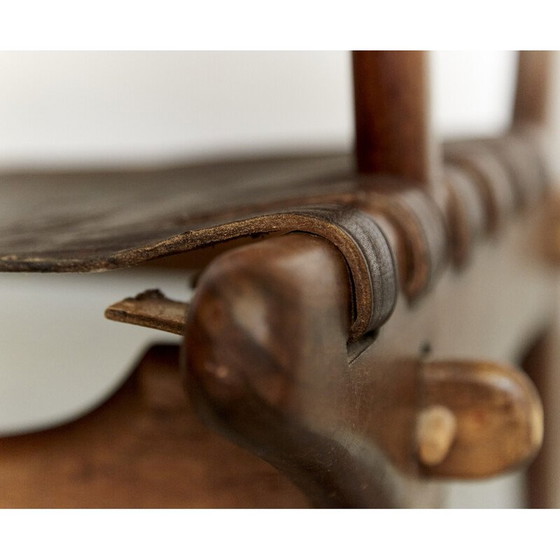 Image 1 of Fauteuil à bascule en cuir vintage par Angel Pazmino pour Muebles de Estilo