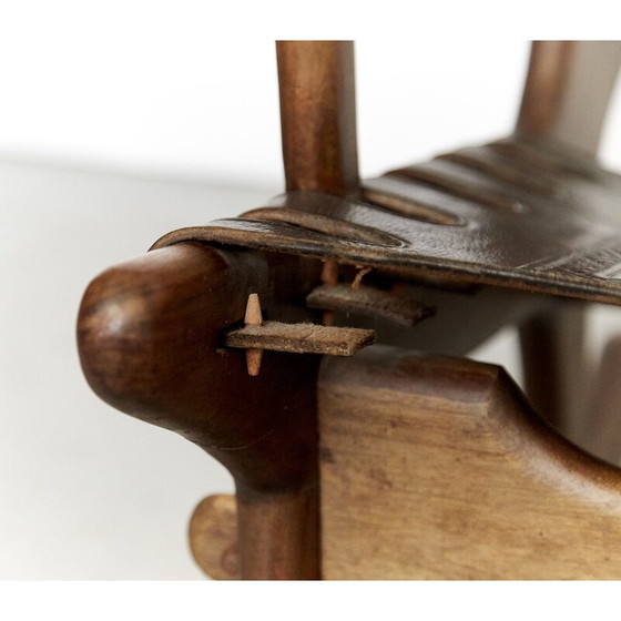 Image 1 of Fauteuil à bascule en cuir vintage par Angel Pazmino pour Muebles de Estilo