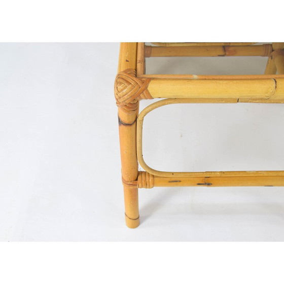 Image 1 of Tables gigognes vintage en bambou et verre fumé, Espagne 1970