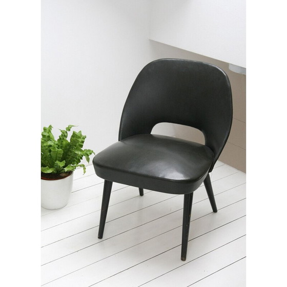 Image 1 of Ensemble de 2 fauteuils noirs vintage, Italie, années 1960