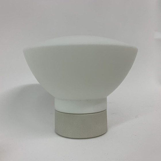 Image 1 of Plafonnier vintage avec support en céramique et abat-jour en verre par Ifo, Suède 1970