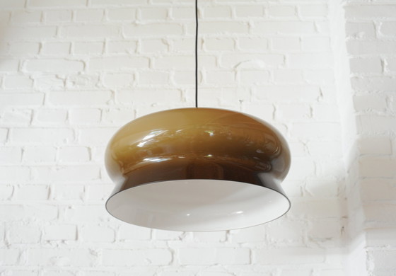 Image 1 of Lampe pendante vintage en plexiglas marron des années 70