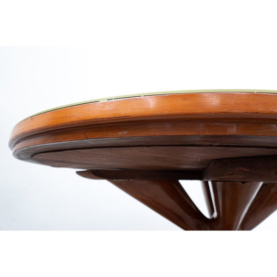 Image 1 of Table vintage en cerisier brun et verre par Guglielmo Ulrich, Italie 1950
