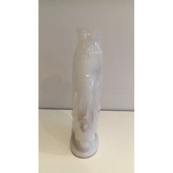 Image 1 of Vase hibou vintage en verre opale blanc, 1970