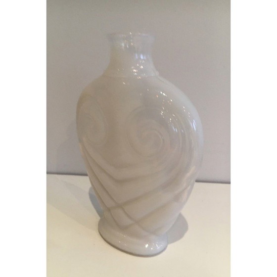 Image 1 of Vase hibou vintage en verre opale blanc, 1970
