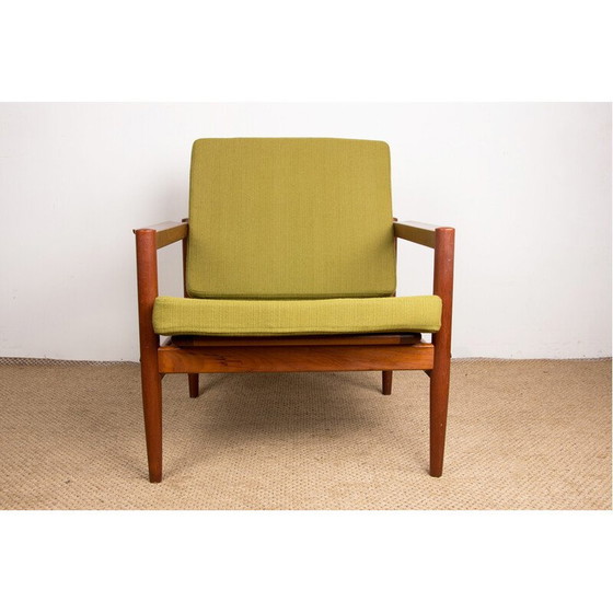 Image 1 of Paire de fauteuils vintage en teck et tissu par Børge Jensen et Sønner pour Bernstorffsminde Møbelfabrik A/S, Danemark 1960